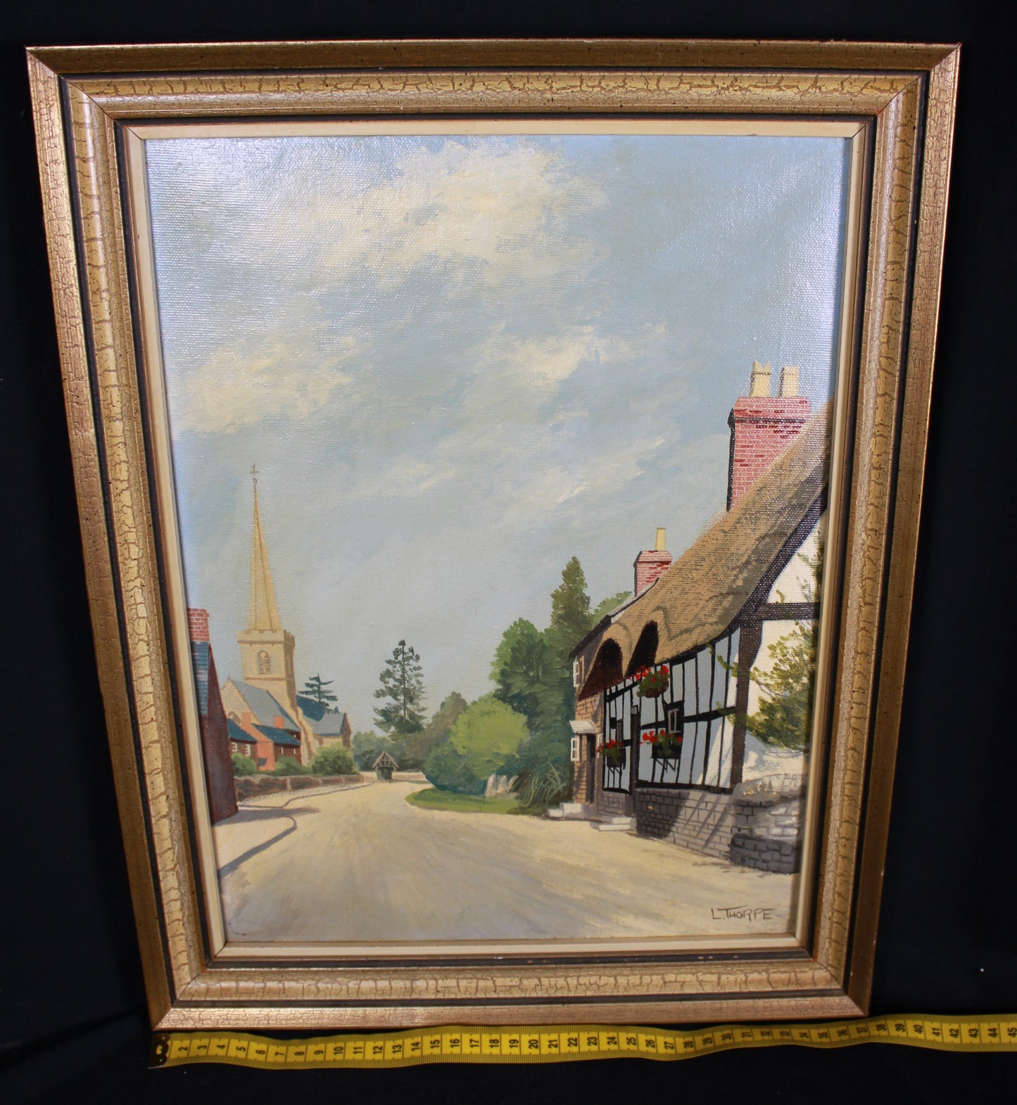 Original L. Thorpe Oil Painting - Bredon Village Worcestershire Landscape