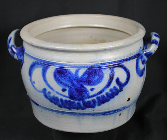 Salt Glazed Cobalt Blue Stoneware Crock Jar