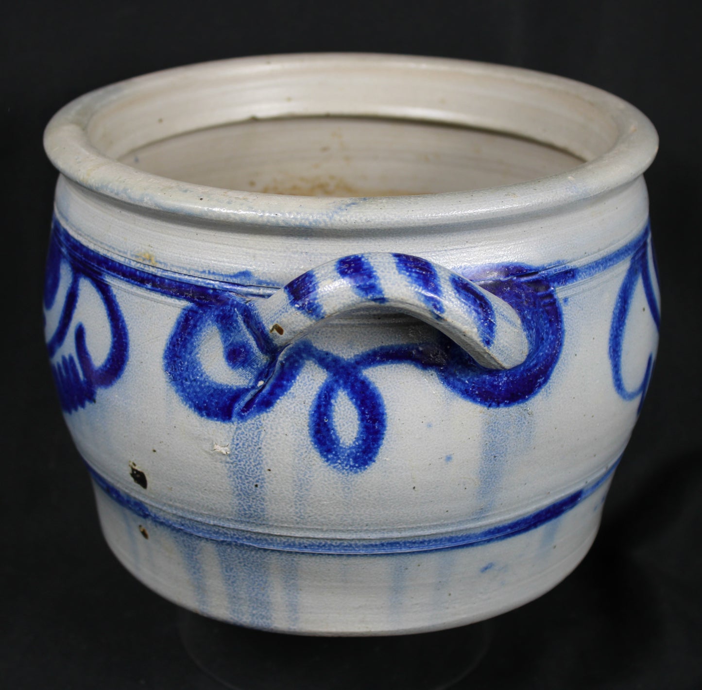 Salt Glazed Cobalt Blue Stoneware Crock Jar