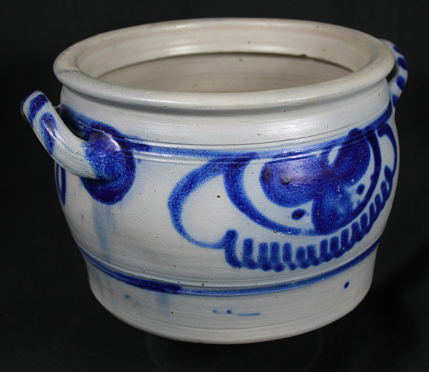 Salt Glazed Cobalt Blue Stoneware Crock Jar