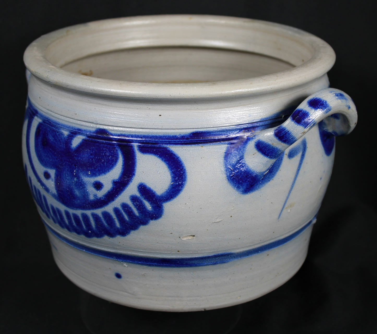 Salt Glazed Cobalt Blue Stoneware Crock Jar