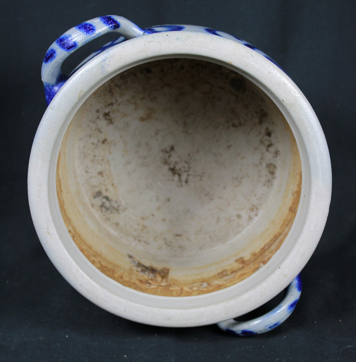 Salt Glazed Cobalt Blue Stoneware Crock Jar
