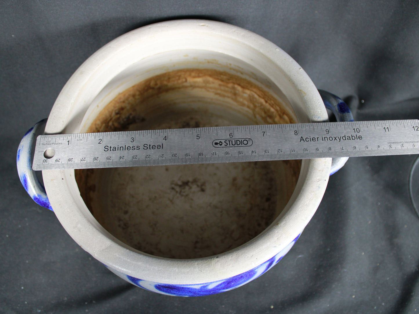 Salt Glazed Cobalt Blue Stoneware Crock Jar