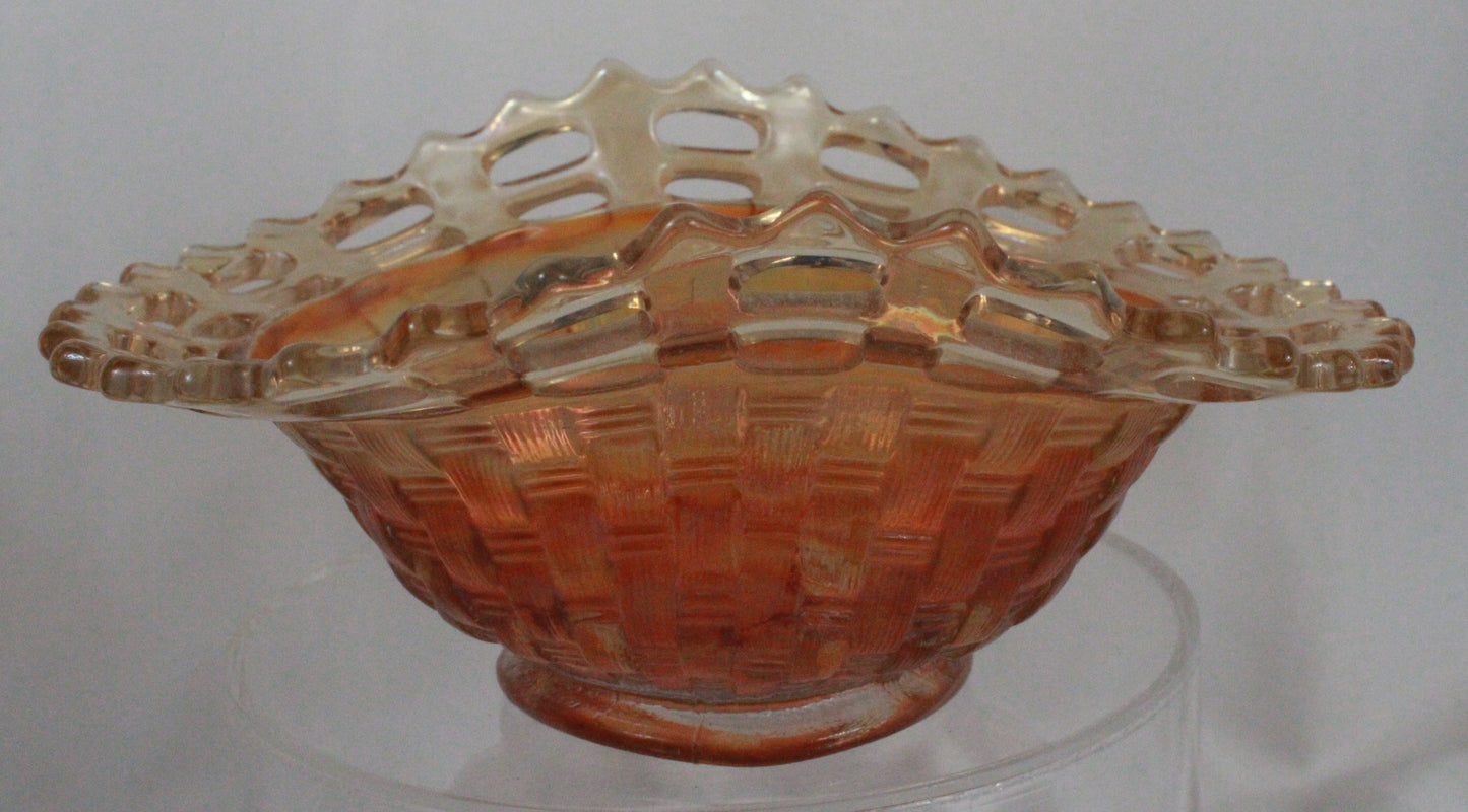 Marigold Carnival Glass Bowl and Bonbon Dish Set