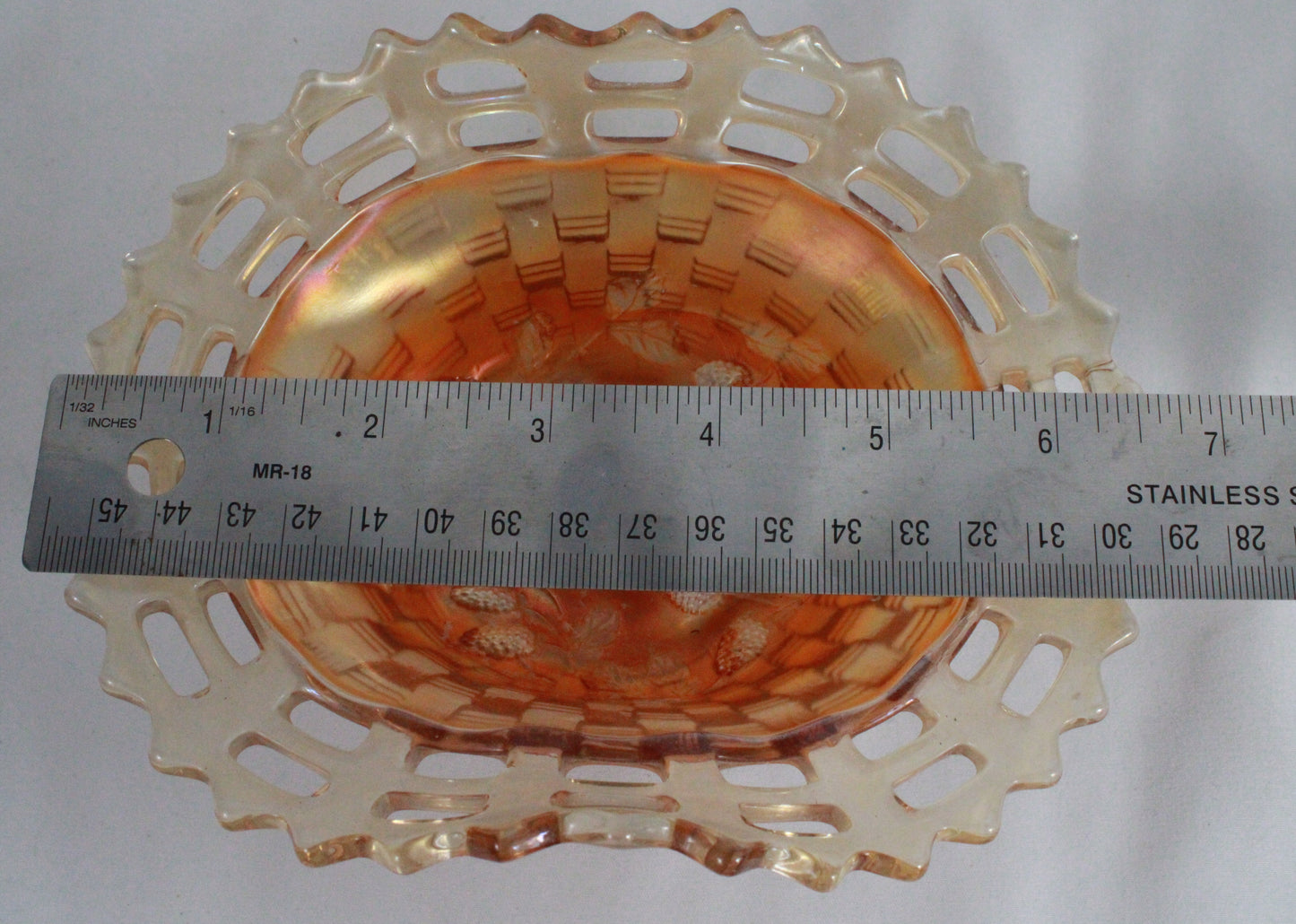 Marigold Carnival Glass Bowl and Bonbon Dish Set