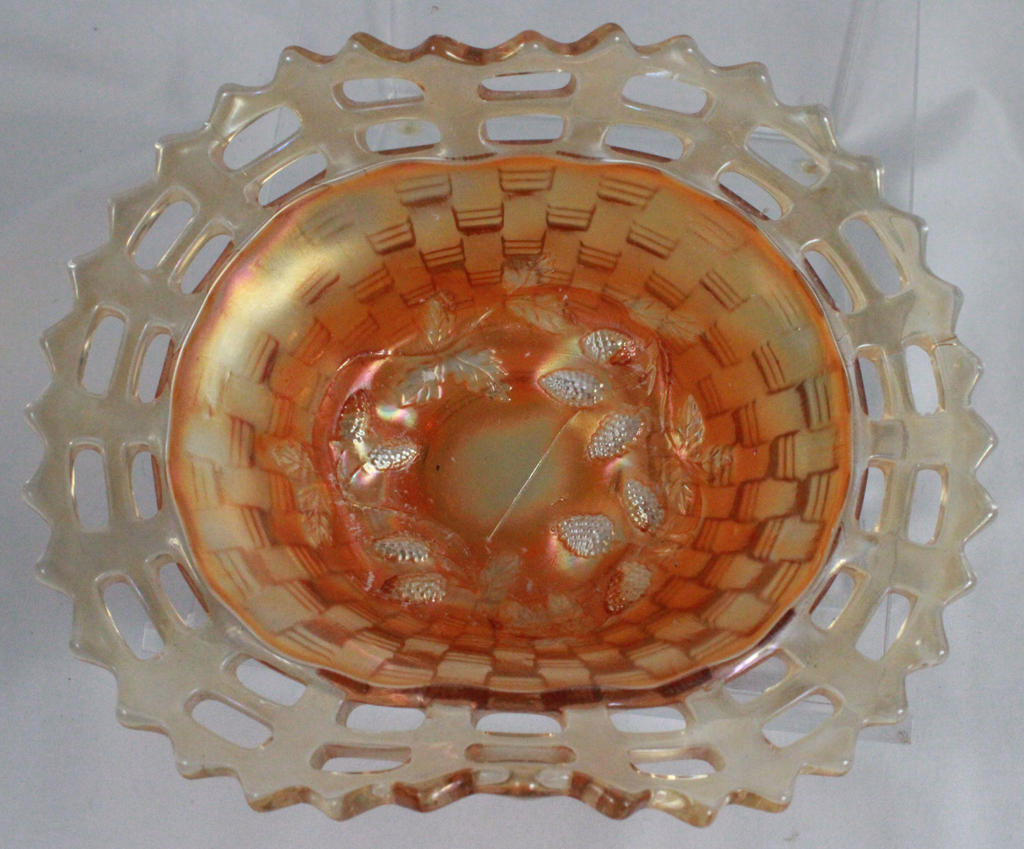 Marigold Carnival Glass Bowl and Bonbon Dish Set