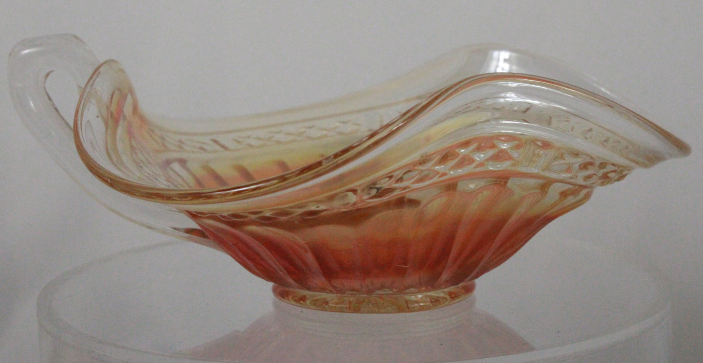 Marigold Carnival Glass Bowl and Bonbon Dish Set