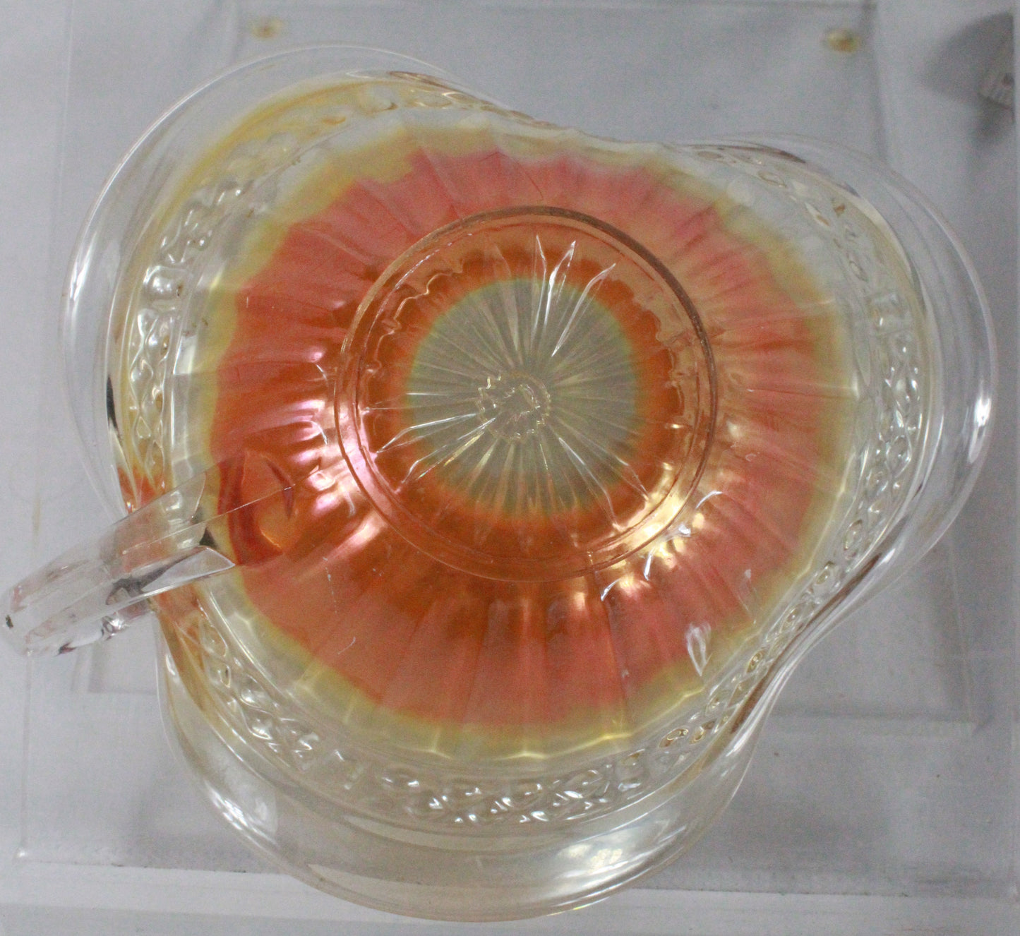 Marigold Carnival Glass Bowl and Bonbon Dish Set