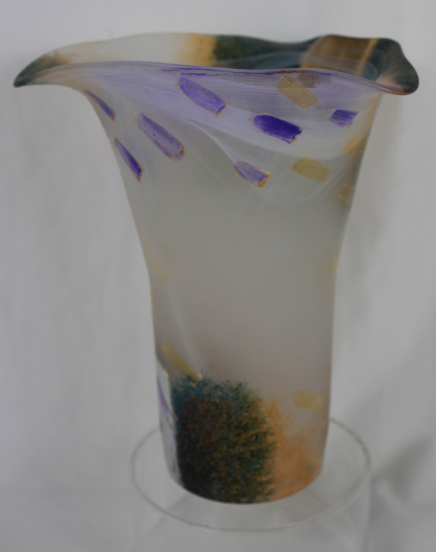 Marlene Szabo Signed Abstract Frosted Art Glass Vase