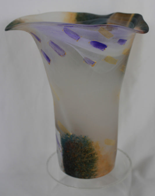 Marlene Szabo Signed Abstract Frosted Art Glass Vase