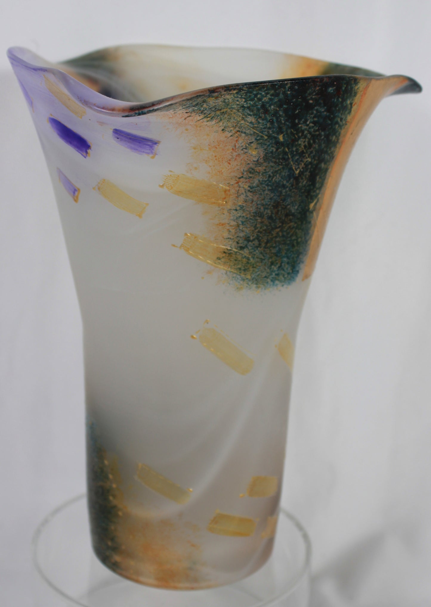 Marlene Szabo Signed Abstract Frosted Art Glass Vase