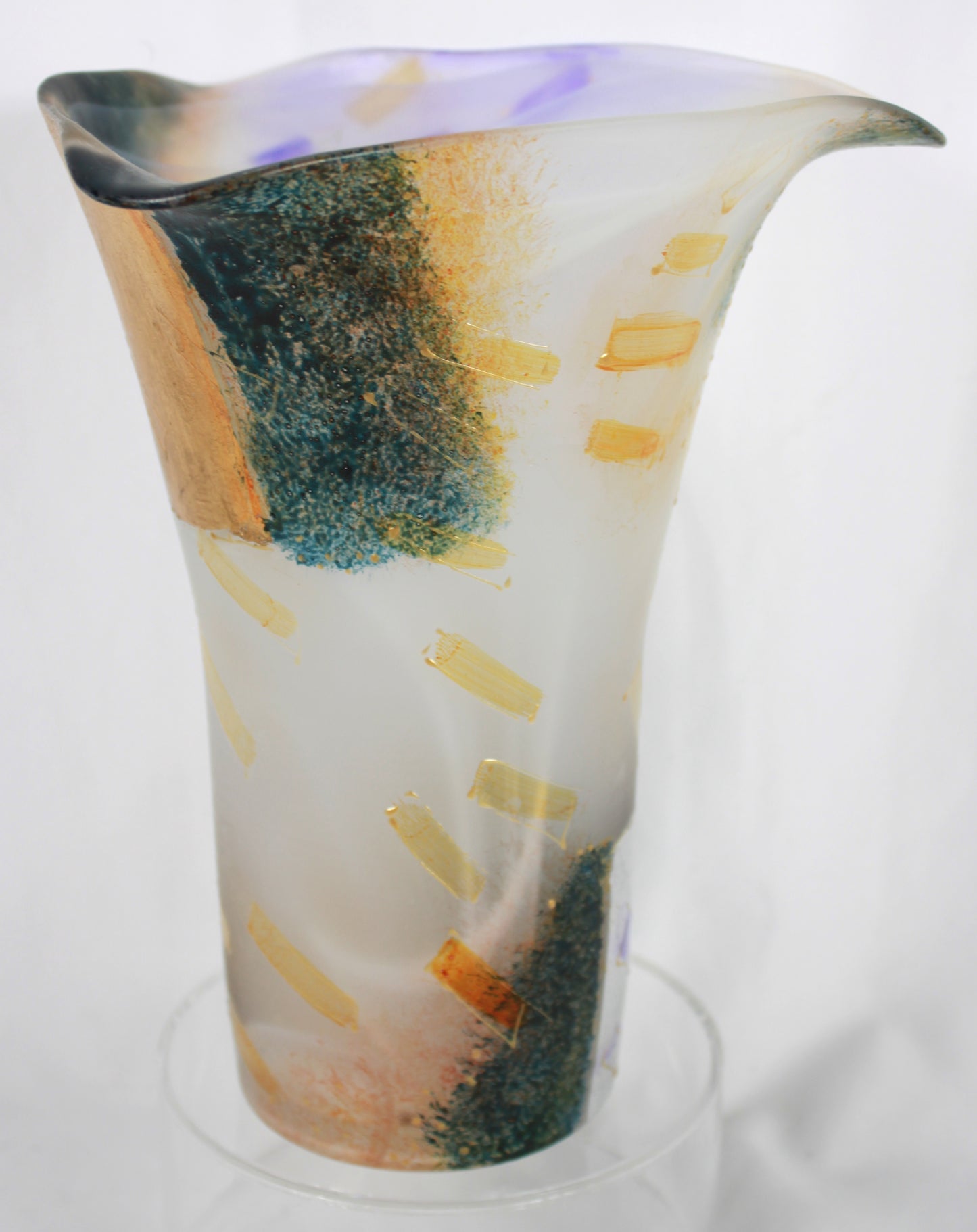 Marlene Szabo Signed Abstract Frosted Art Glass Vase