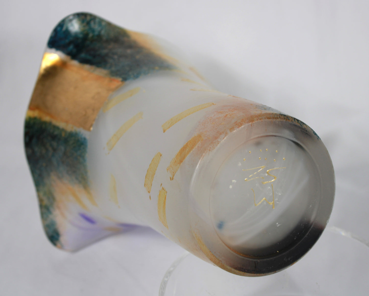 Marlene Szabo Signed Abstract Frosted Art Glass Vase