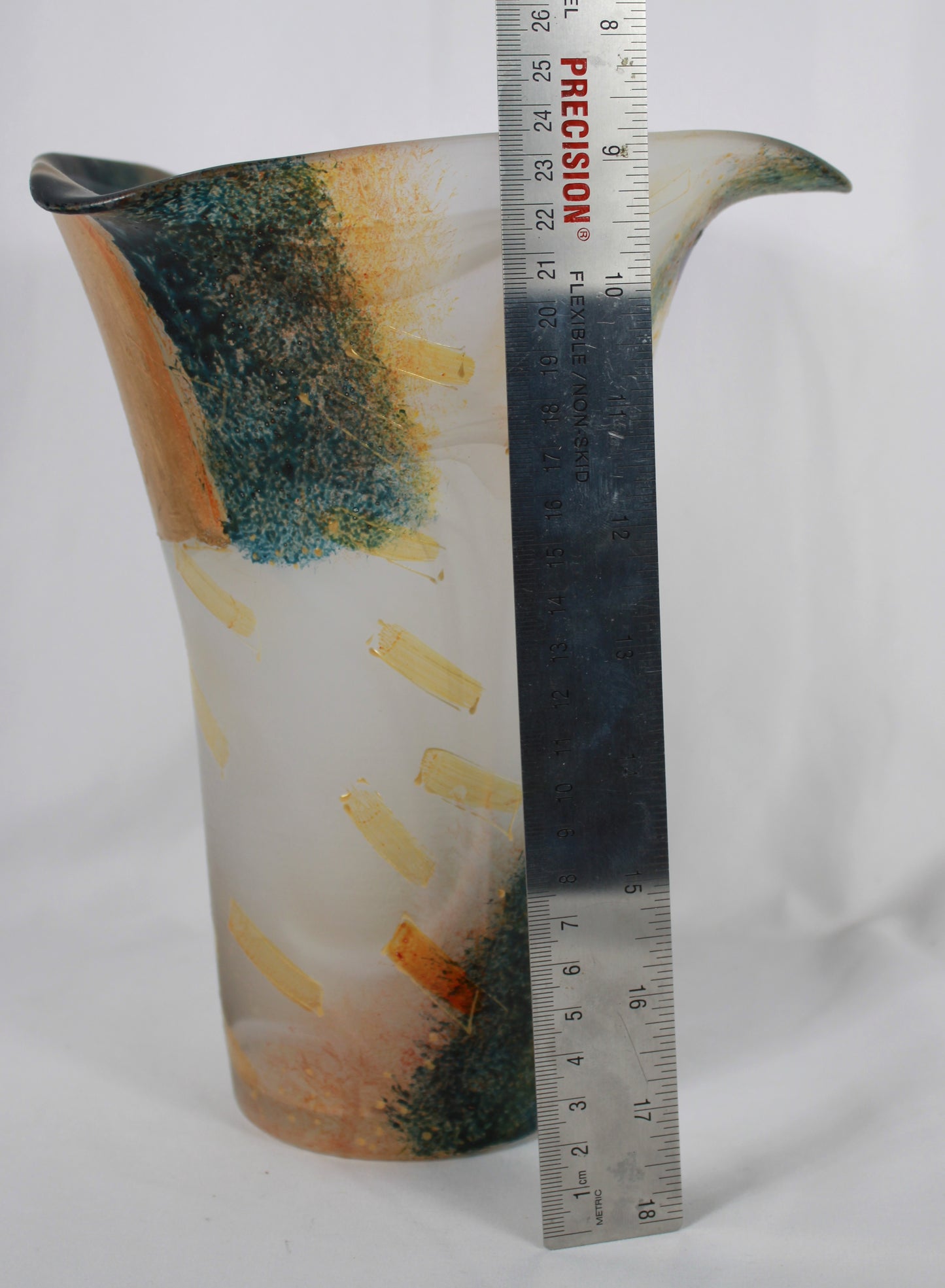 Marlene Szabo Signed Abstract Frosted Art Glass Vase
