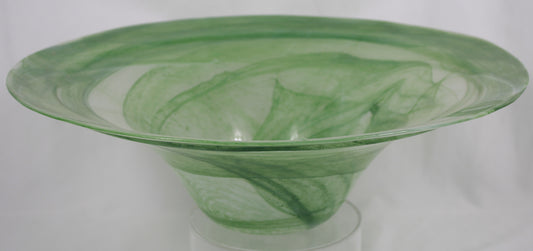 Vintage Green Swirl Art Glass Centerpiece Bowl Made in Spain