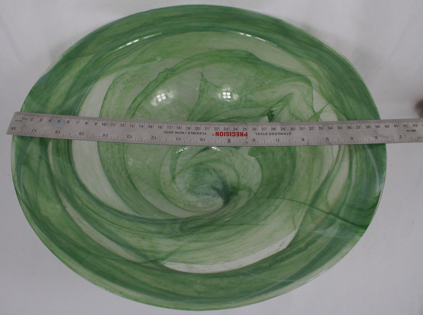 Vintage Green Swirl Art Glass Centerpiece Bowl Made in Spain