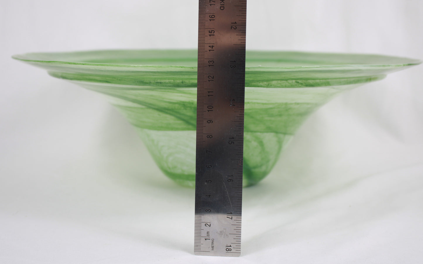 Vintage Green Swirl Art Glass Centerpiece Bowl Made in Spain
