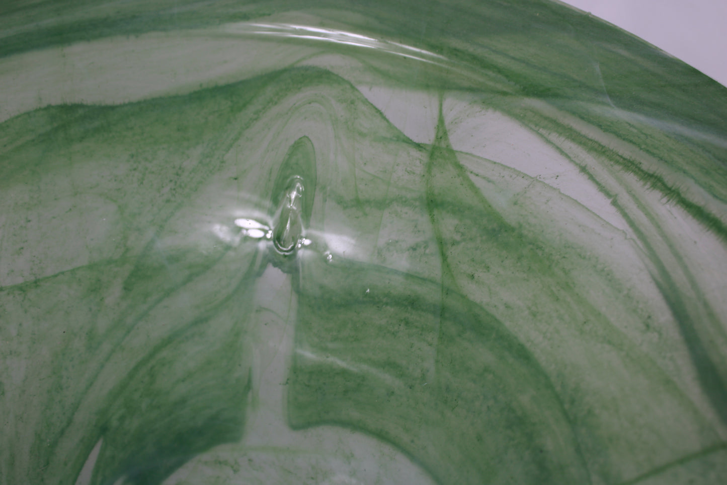 Vintage Green Swirl Art Glass Centerpiece Bowl Made in Spain