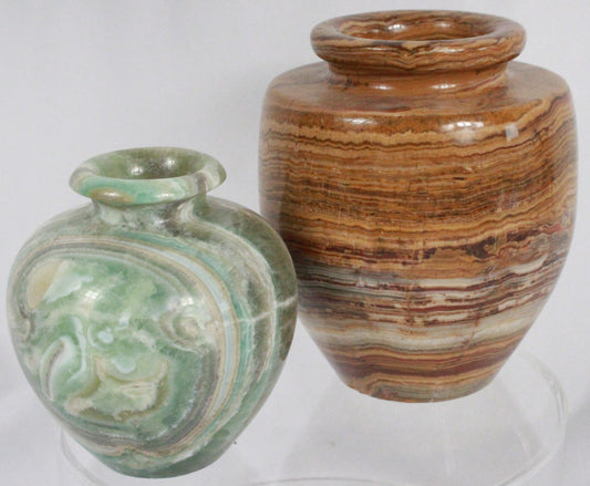 Polished Hand-Carved Natural Green Onyx Stone Vase