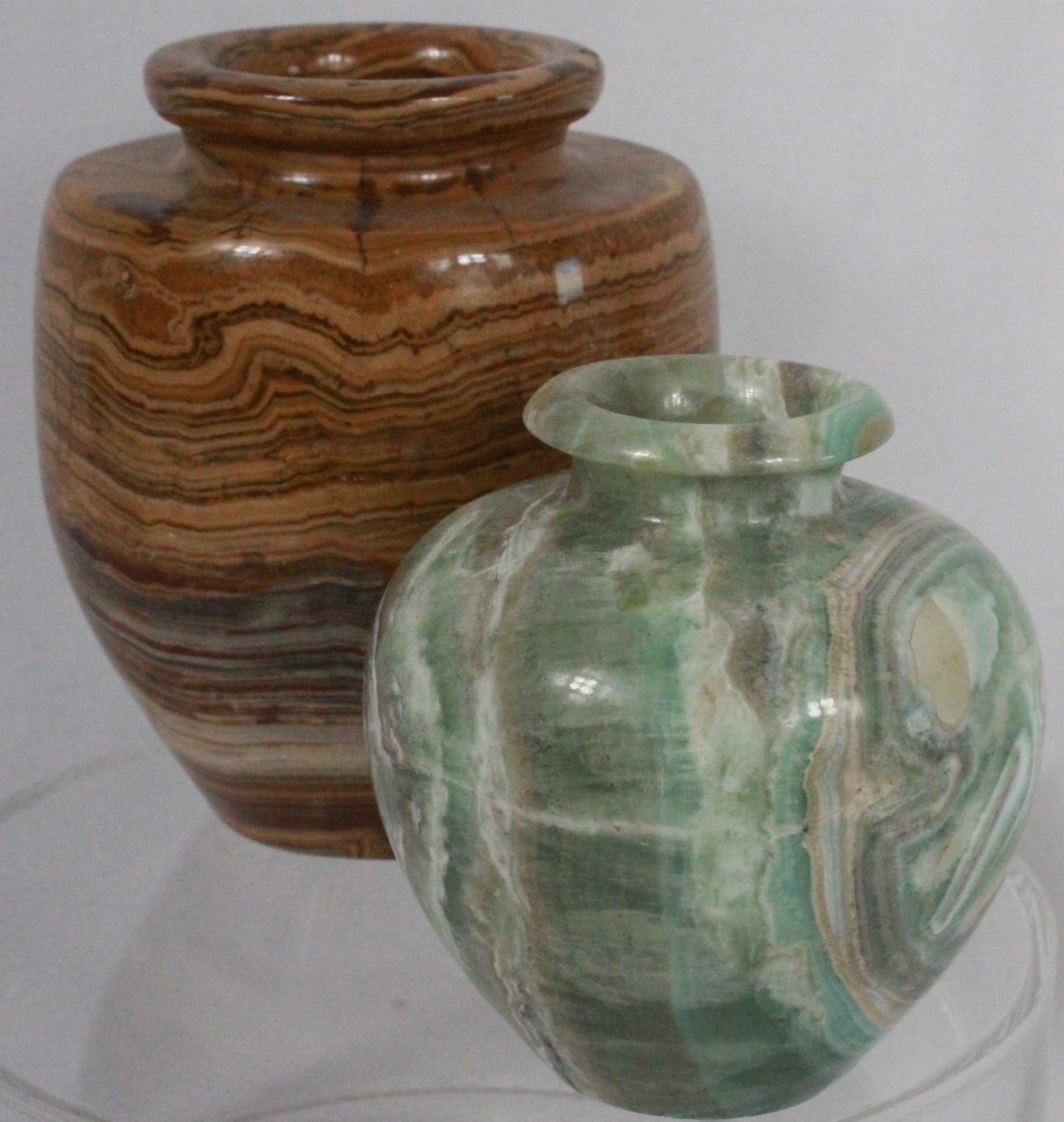 Polished Hand-Carved Natural Green Onyx Stone Vase