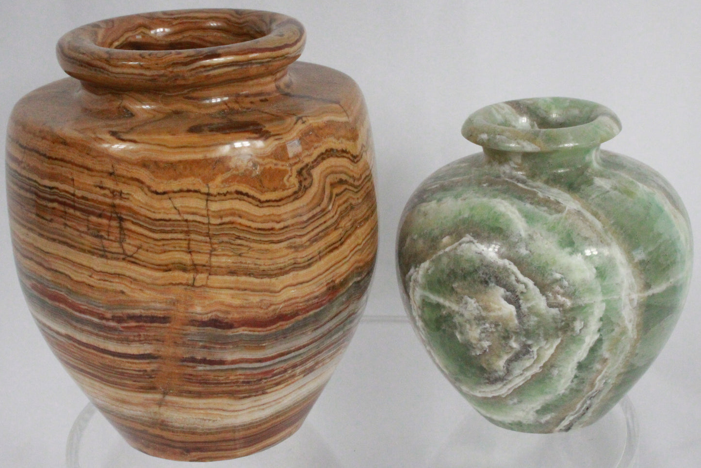 Polished Hand-Carved Natural Green Onyx Stone Vase