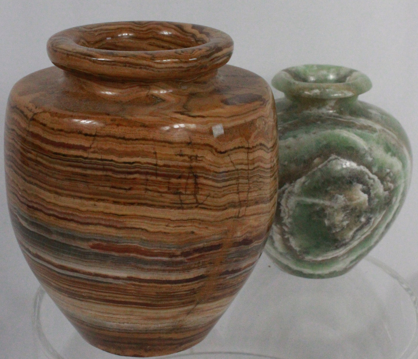 Polished Hand-Carved Natural Green Onyx Stone Vase