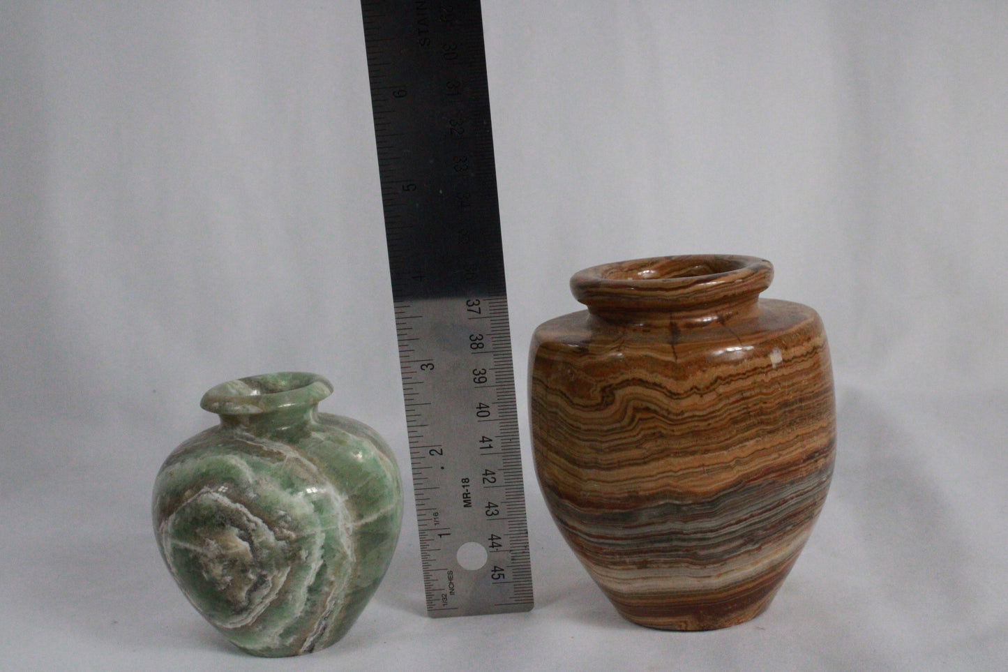 Polished Hand-Carved Natural Green Onyx Stone Vase