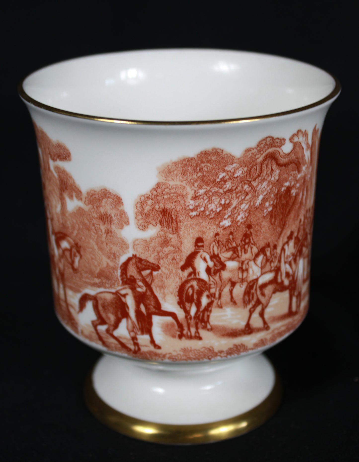 Vintage Coalport Bone China "Hunting Scene" Footed Goblet Vase