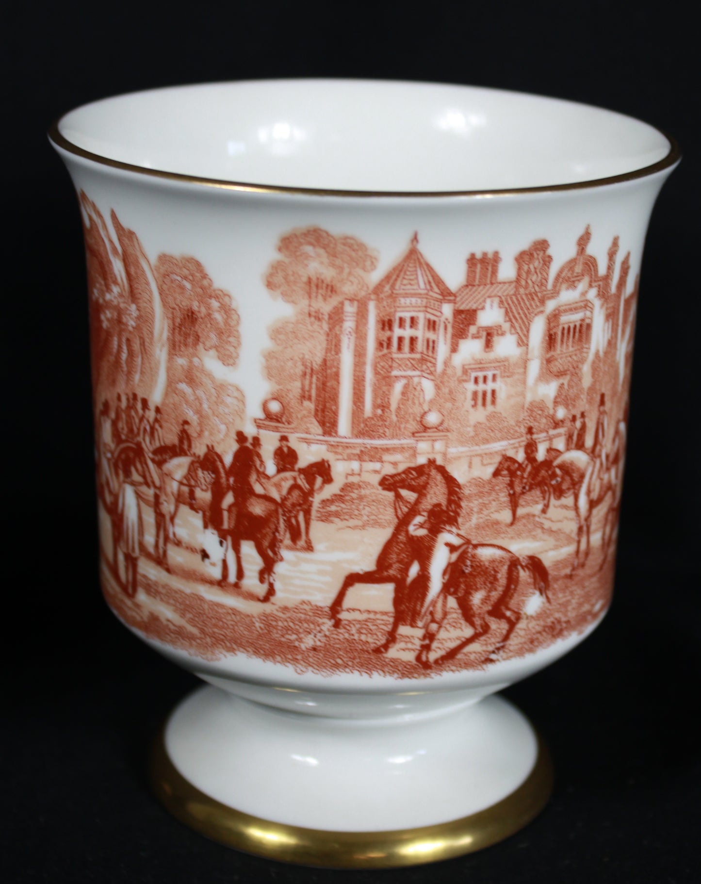 Vintage Coalport Bone China "Hunting Scene" Footed Goblet Vase