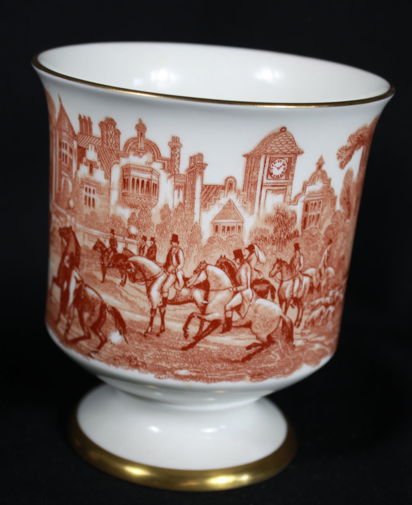 Vintage Coalport Bone China "Hunting Scene" Footed Goblet Vase