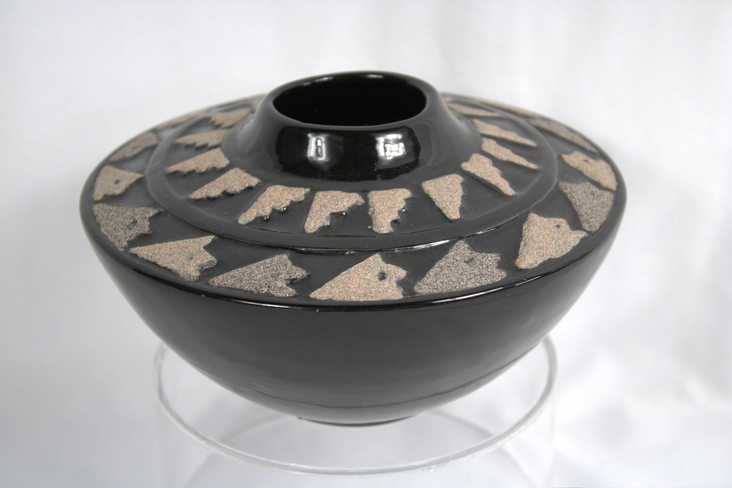 Striking Vintage Handcrafted Studio Pottery Textured Geometric Statement Vase