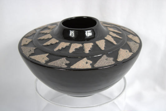 Striking Vintage Handcrafted Studio Pottery Textured Geometric Statement Vase