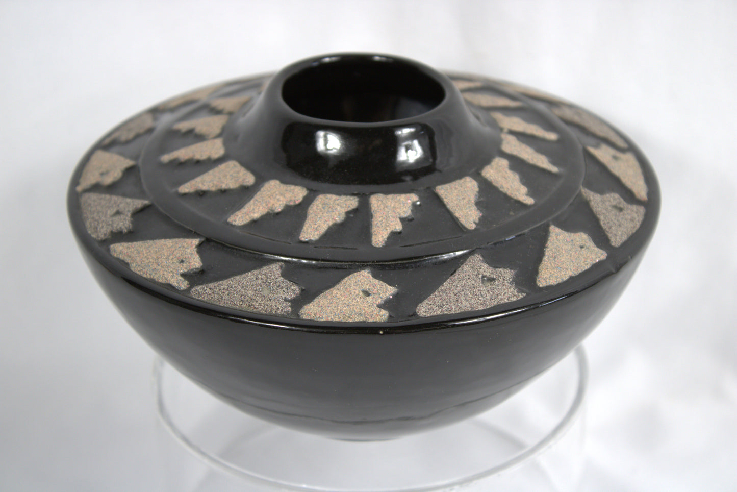 Striking Vintage Handcrafted Studio Pottery Textured Geometric Statement Vase