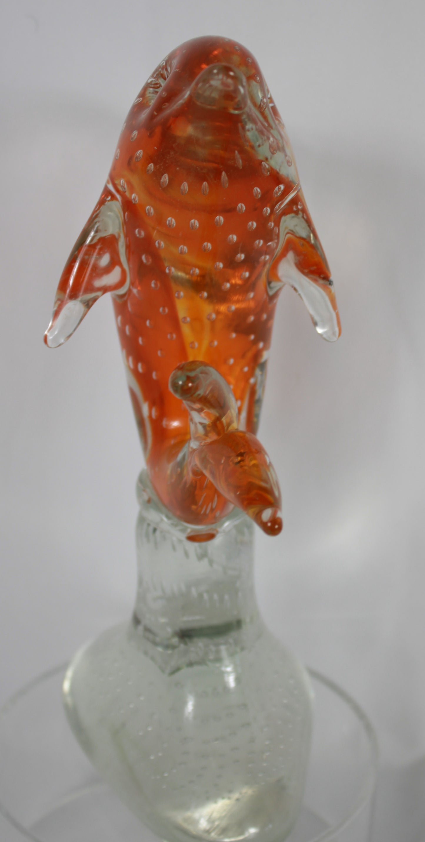 Glass Orange Bullicante Dolphin Sculpture