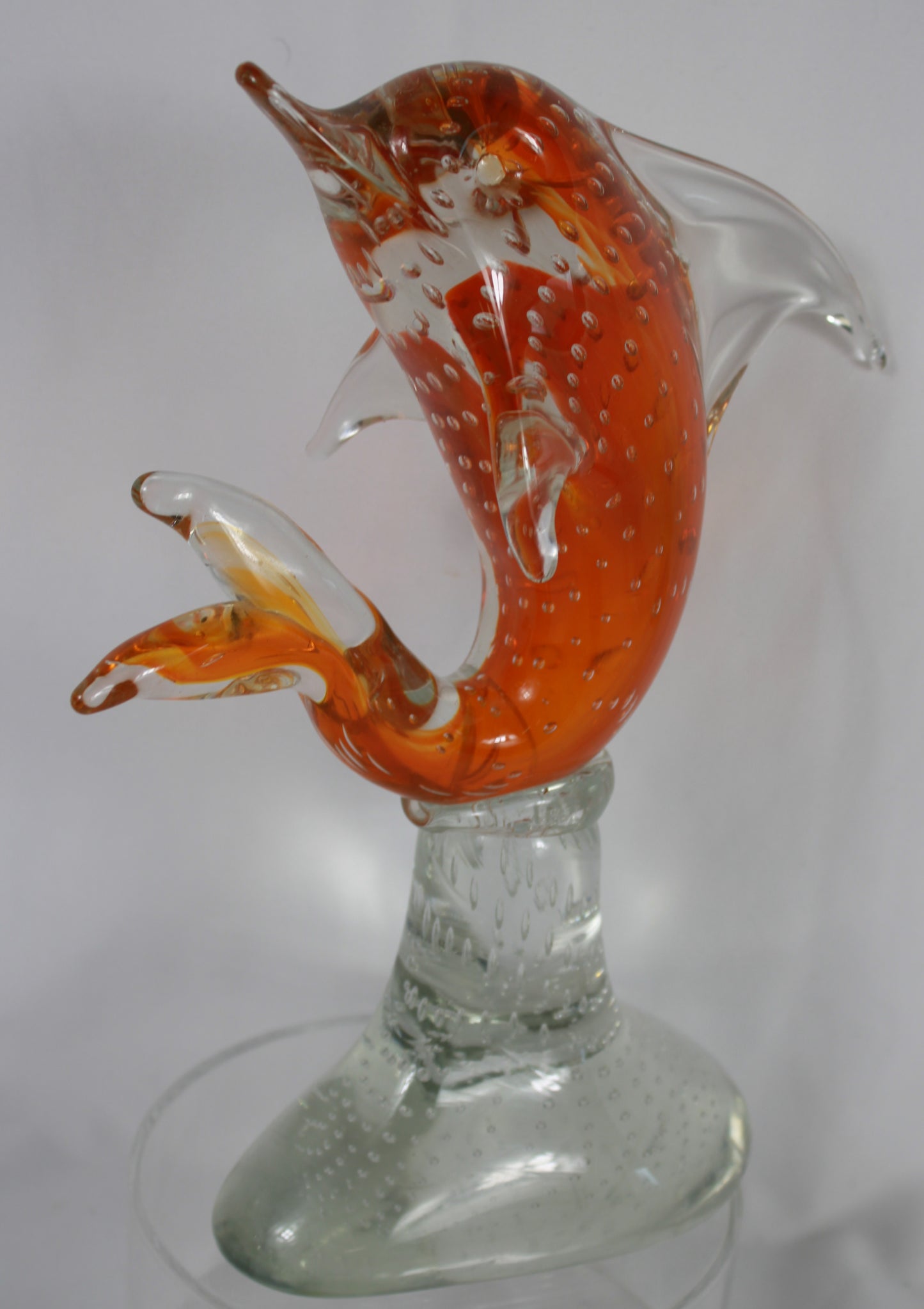 Glass Orange Bullicante Dolphin Sculpture