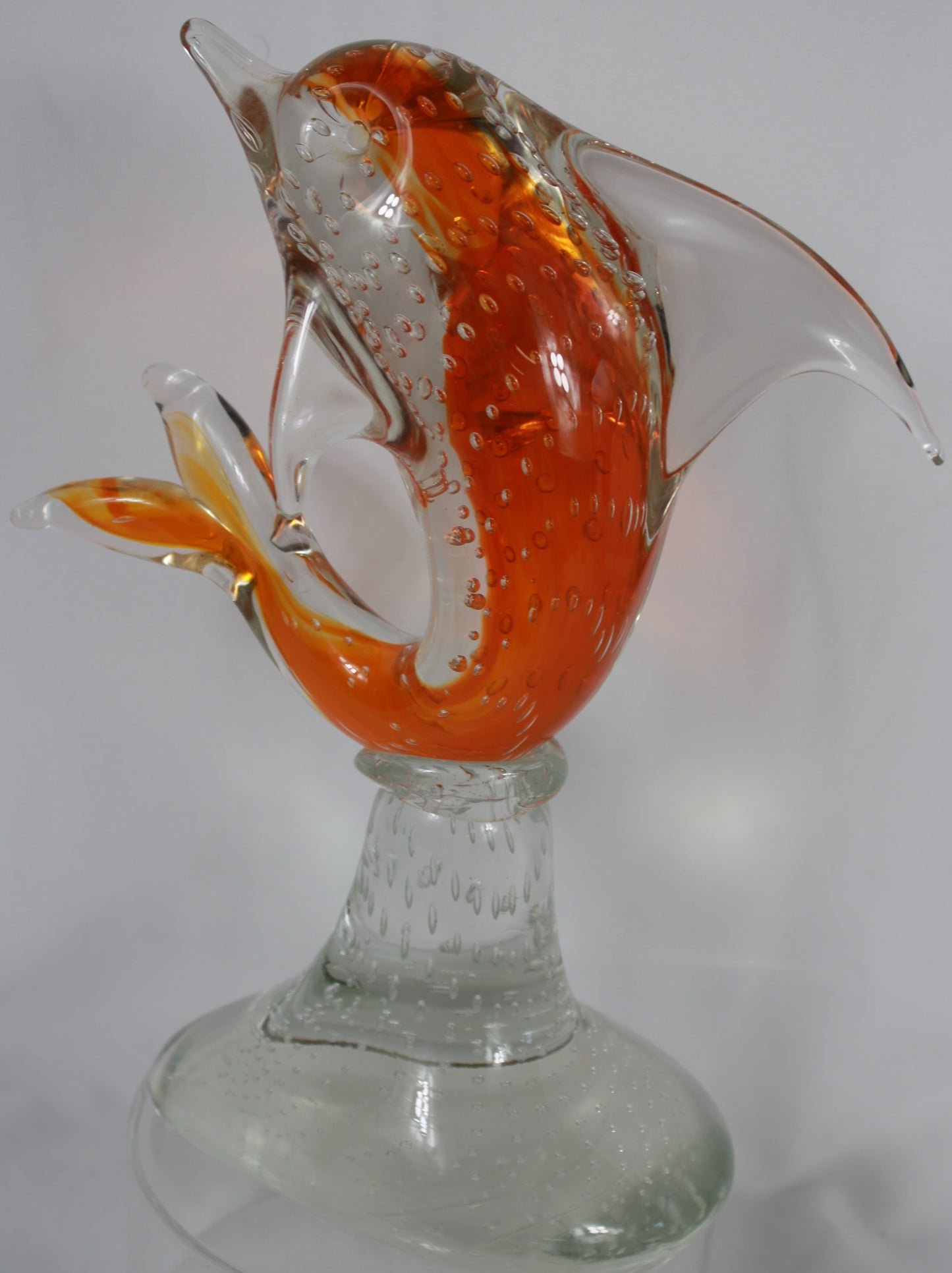 Glass Orange Bullicante Dolphin Sculpture