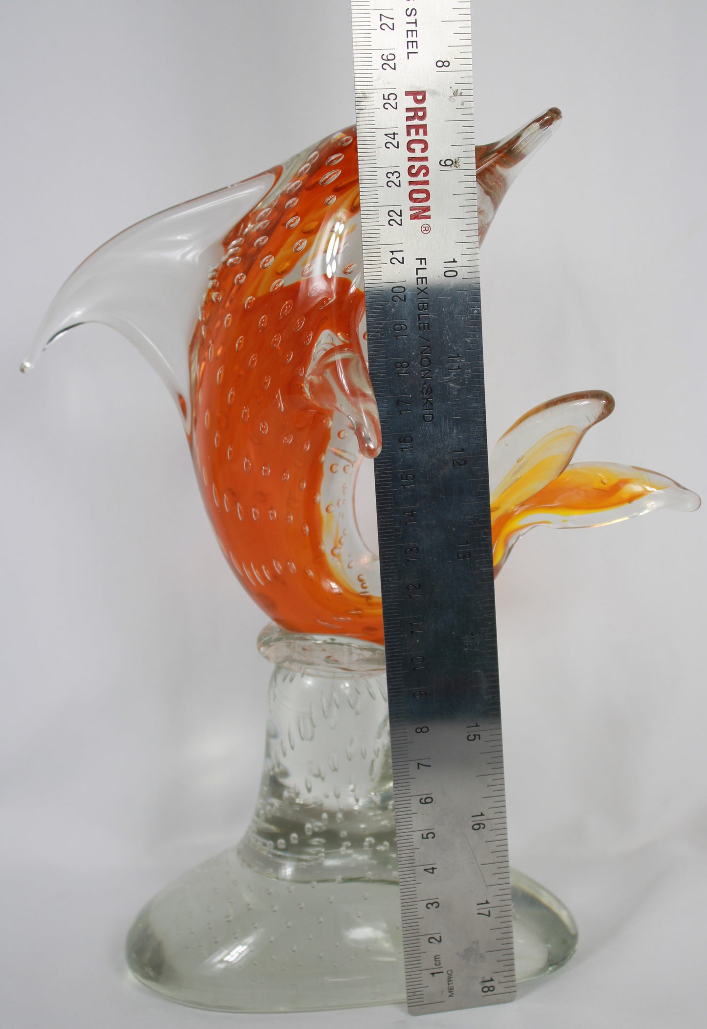 Glass Orange Bullicante Dolphin Sculpture