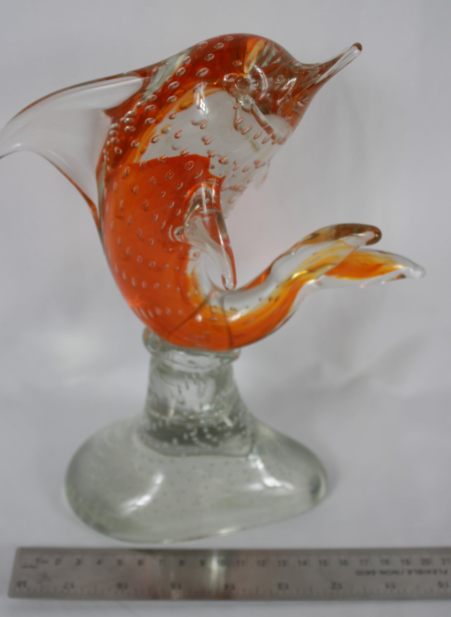 Glass Orange Bullicante Dolphin Sculpture