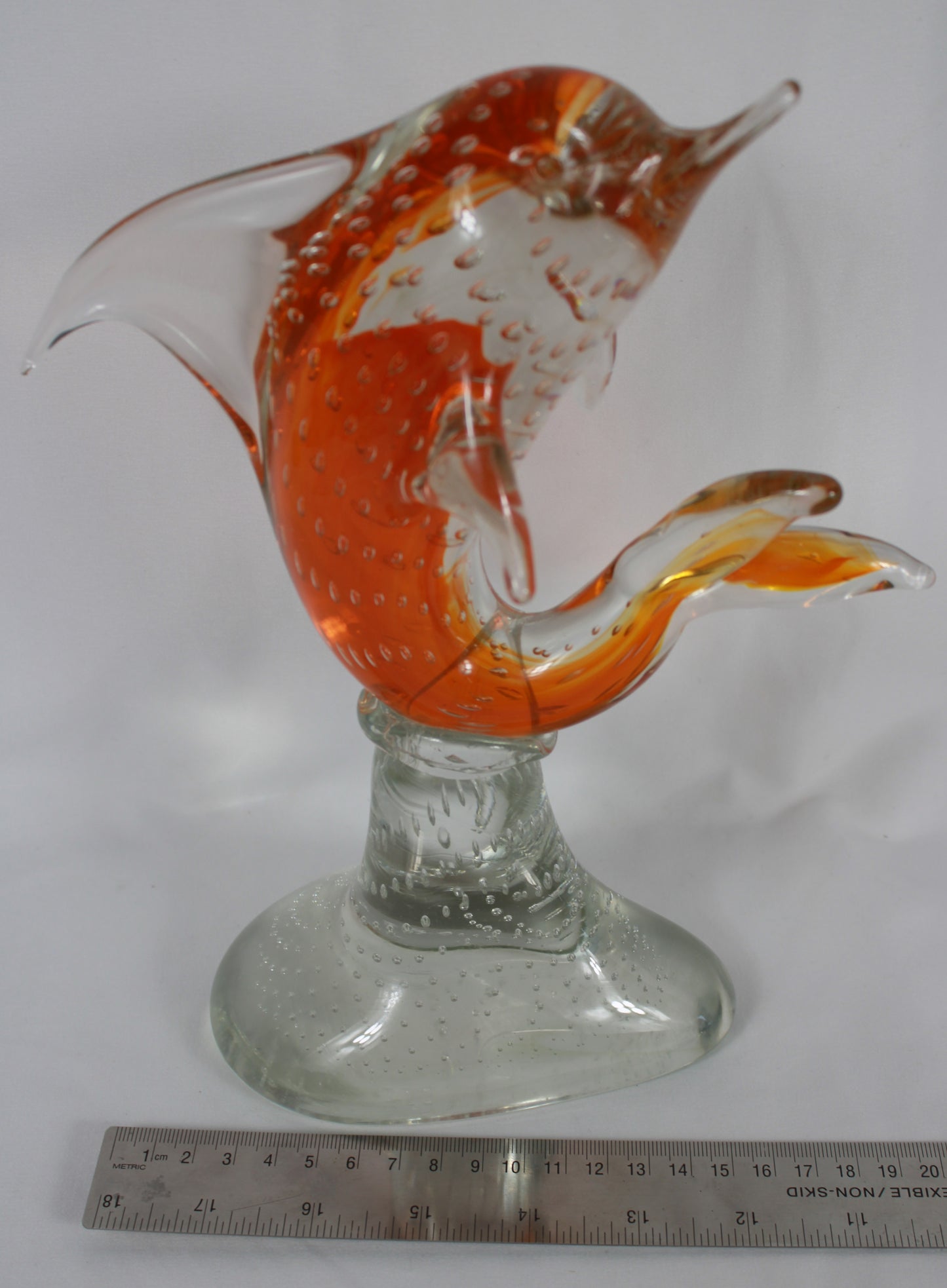 Glass Orange Bullicante Dolphin Sculpture