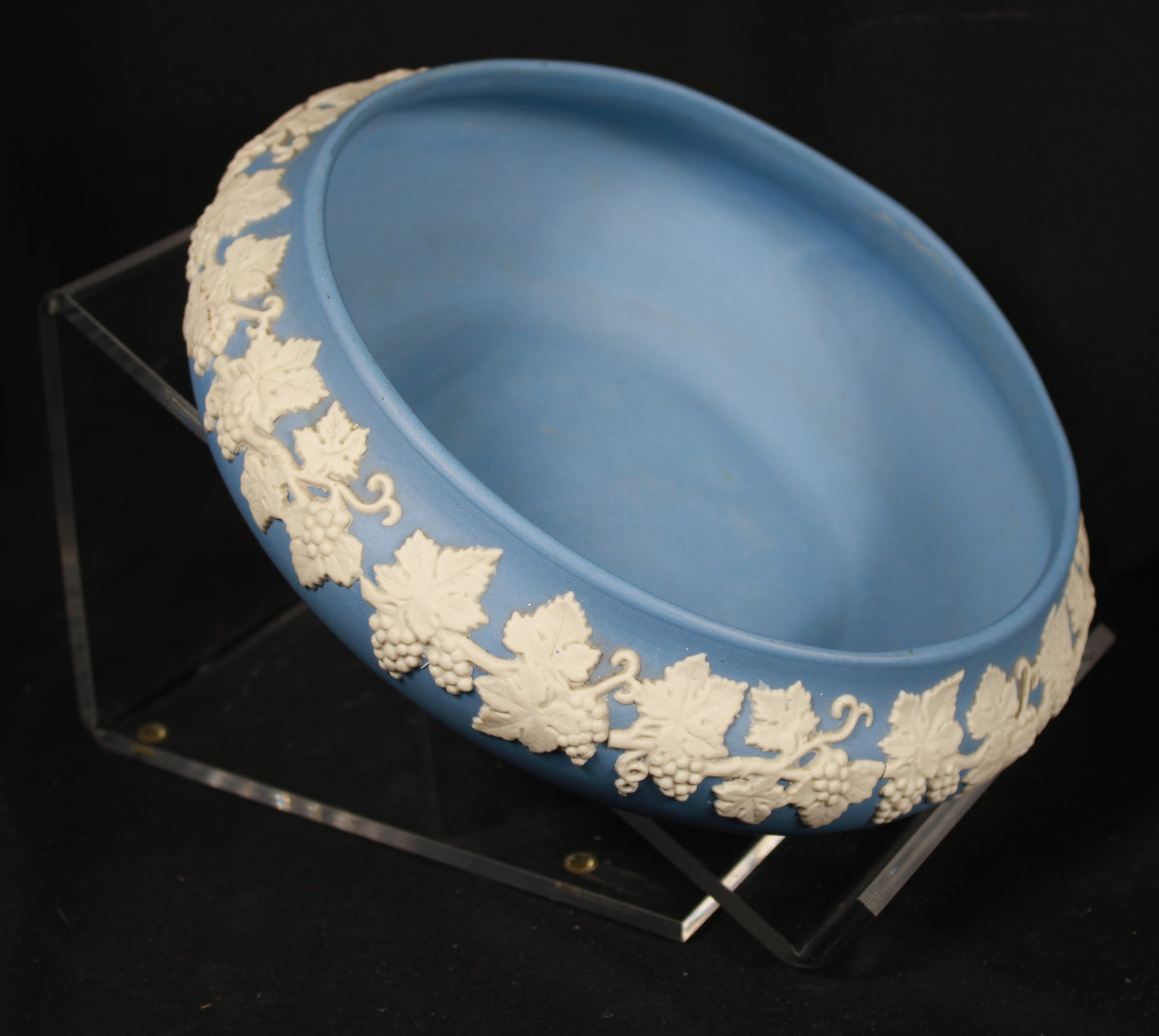 Vintage Ecanada Art Pottery Blue Jasperware Bowl and Ashtray Set