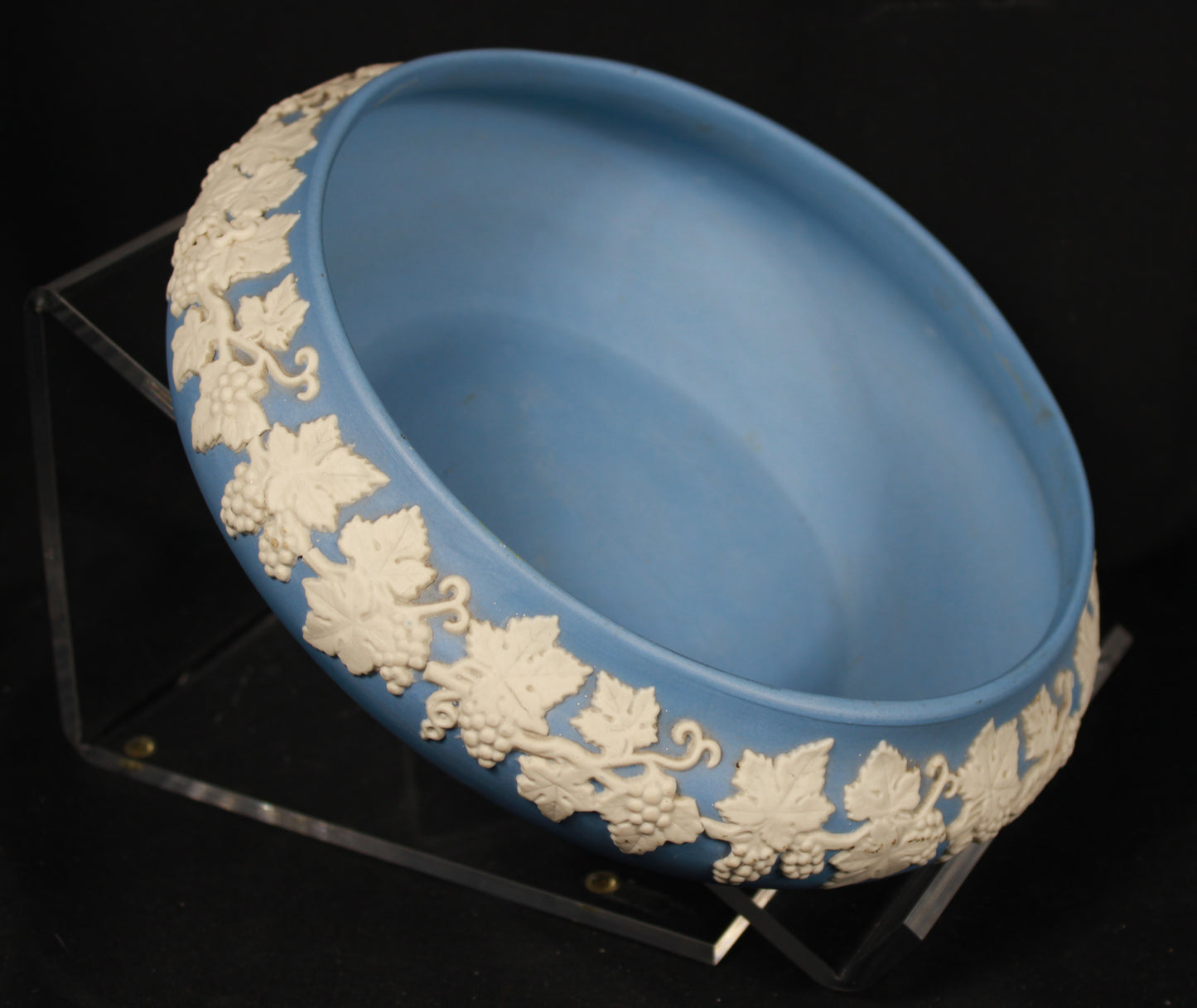Vintage Ecanada Art Pottery Blue Jasperware Bowl and Ashtray Set