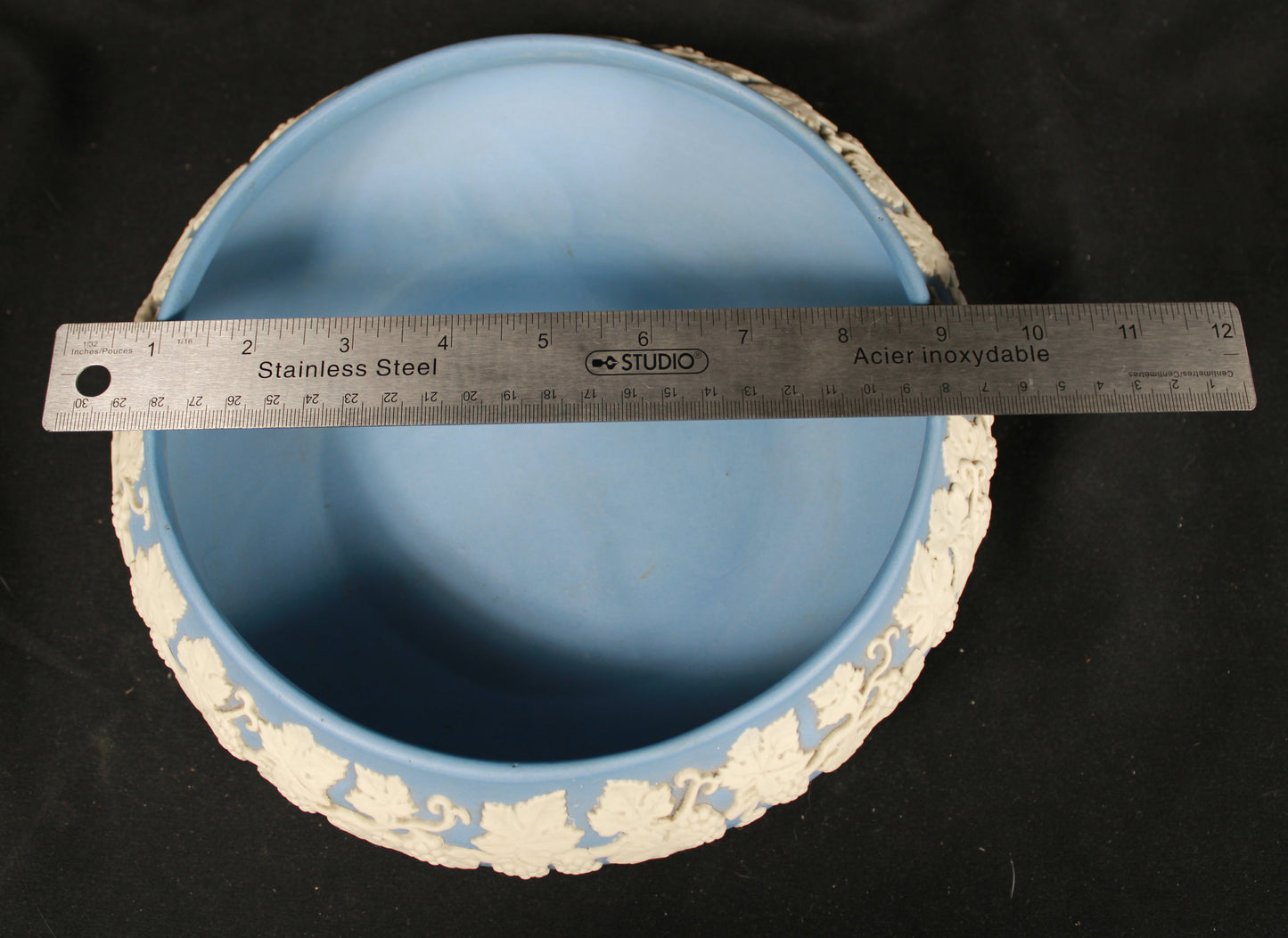 Vintage Ecanada Art Pottery Blue Jasperware Bowl and Ashtray Set