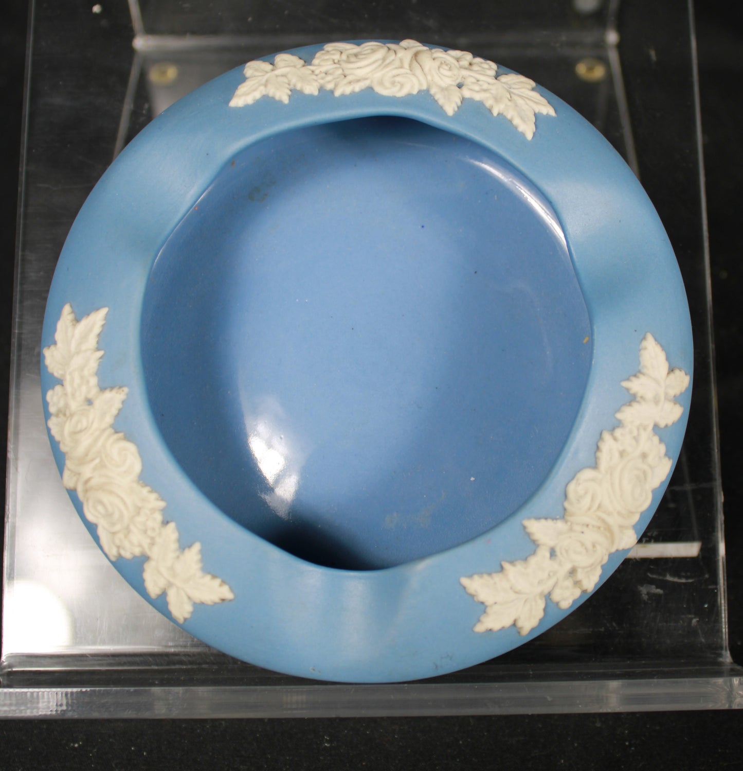 Vintage Ecanada Art Pottery Blue Jasperware Bowl and Ashtray Set