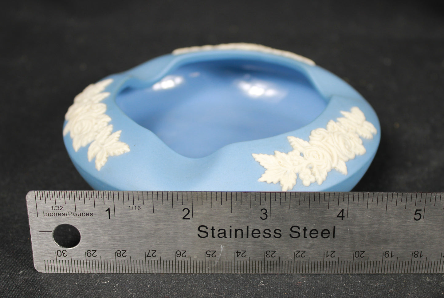 Vintage Ecanada Art Pottery Blue Jasperware Bowl and Ashtray Set