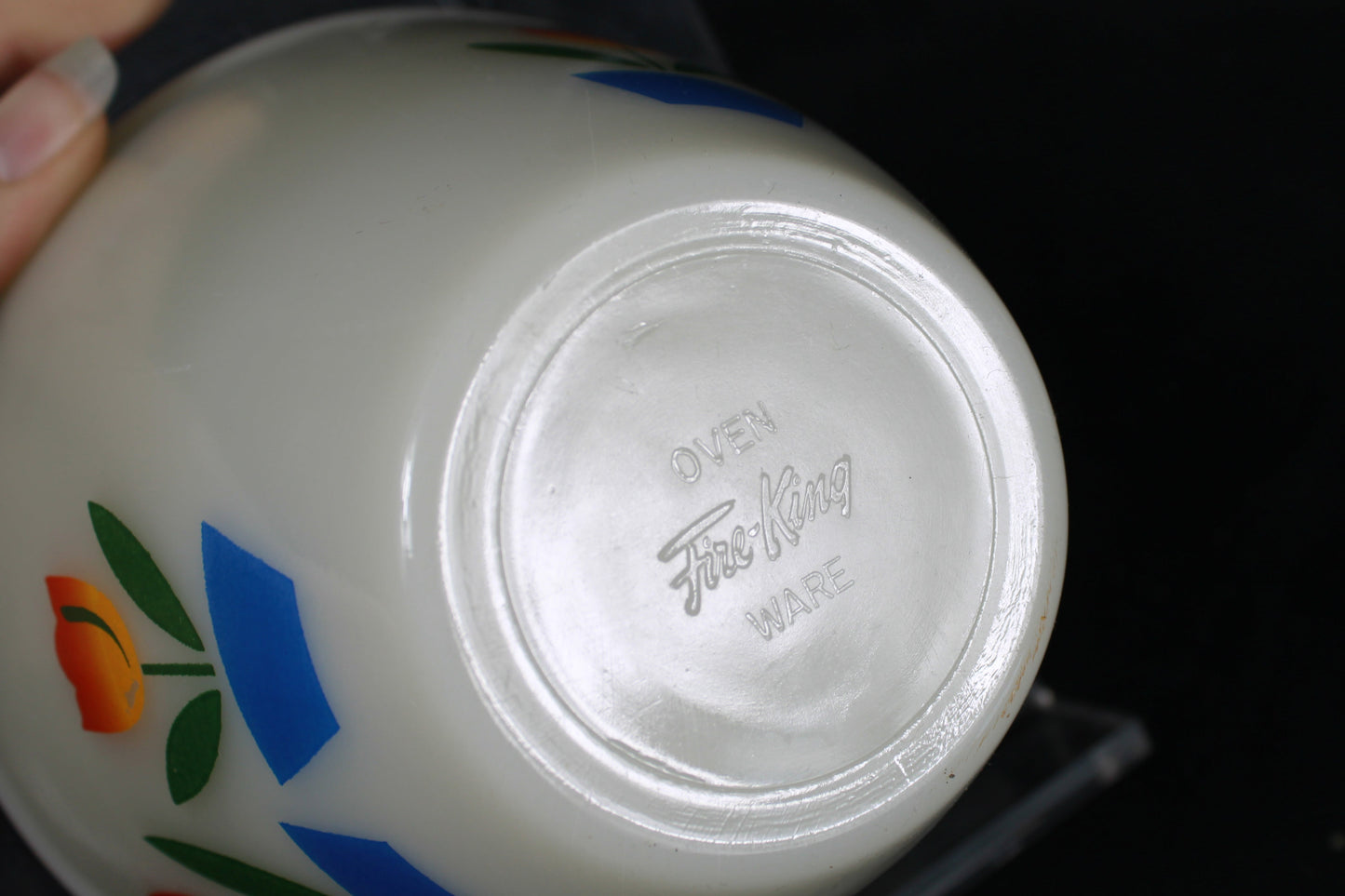 Fire-King Tulip Pattern Milk Glass Mixing Bowl