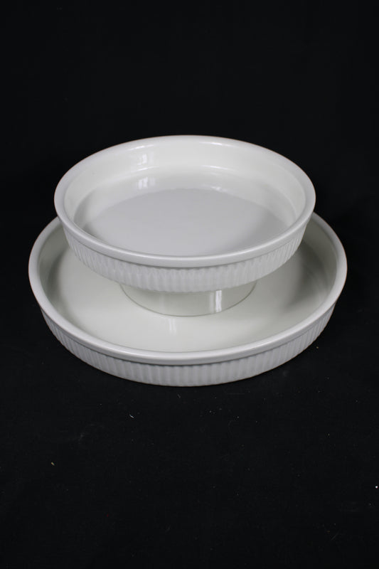 Johnson Brothers White Ribbed Circular Baker Set