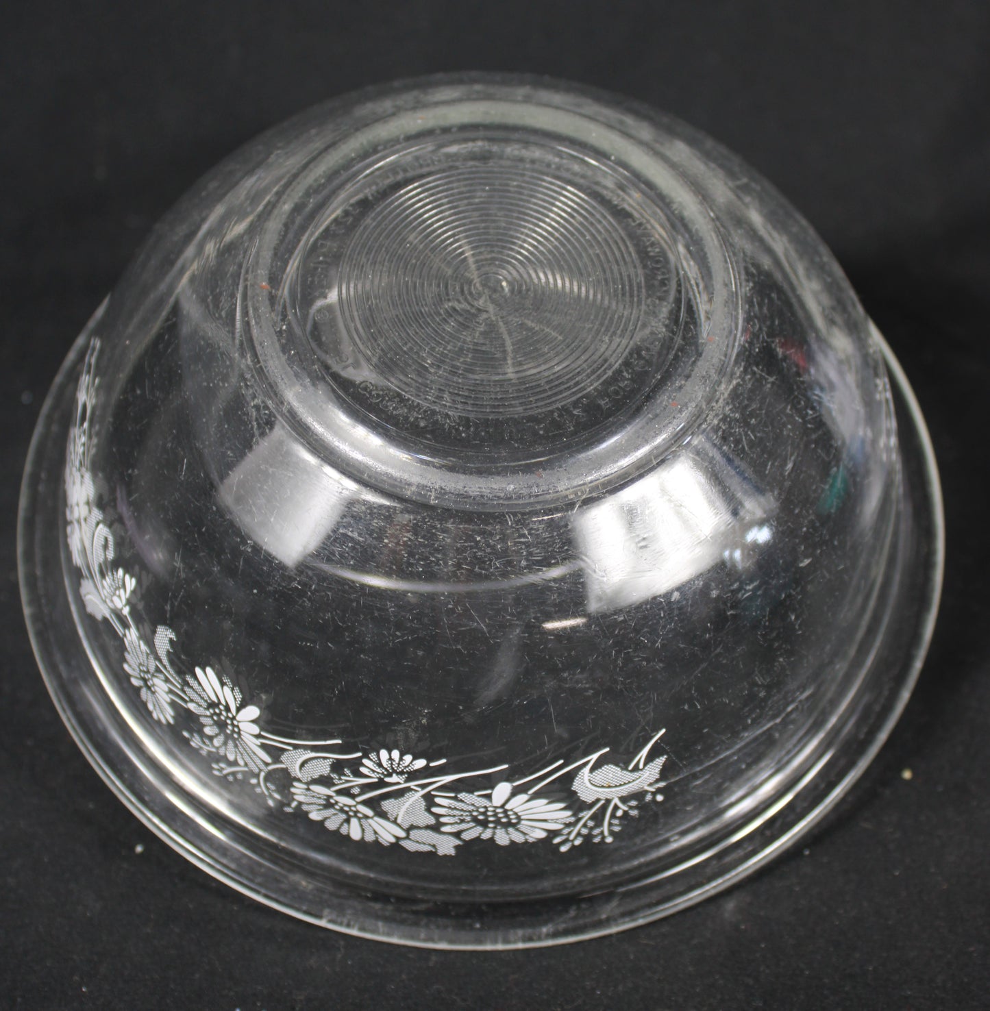 Pyrex Colonial Mist White Lace Clear Glass Mixing Bowl Set of 3