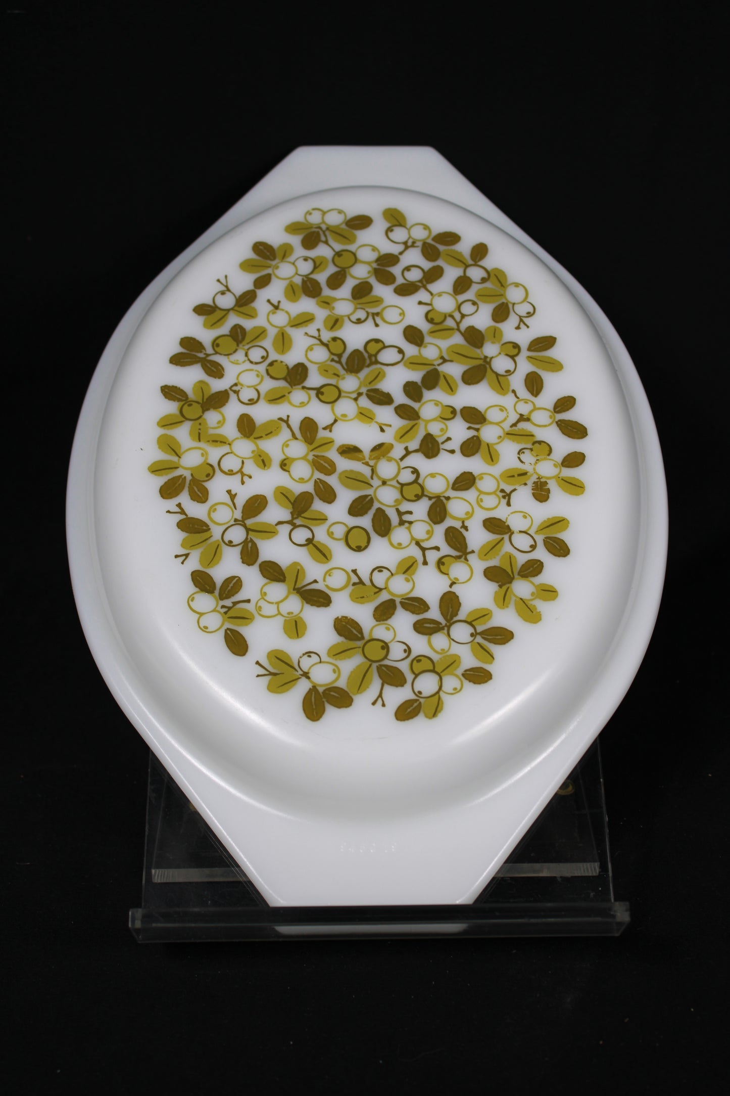 Vintage Pyrex Verde Floral Berries Divided Serving Dish with Lid