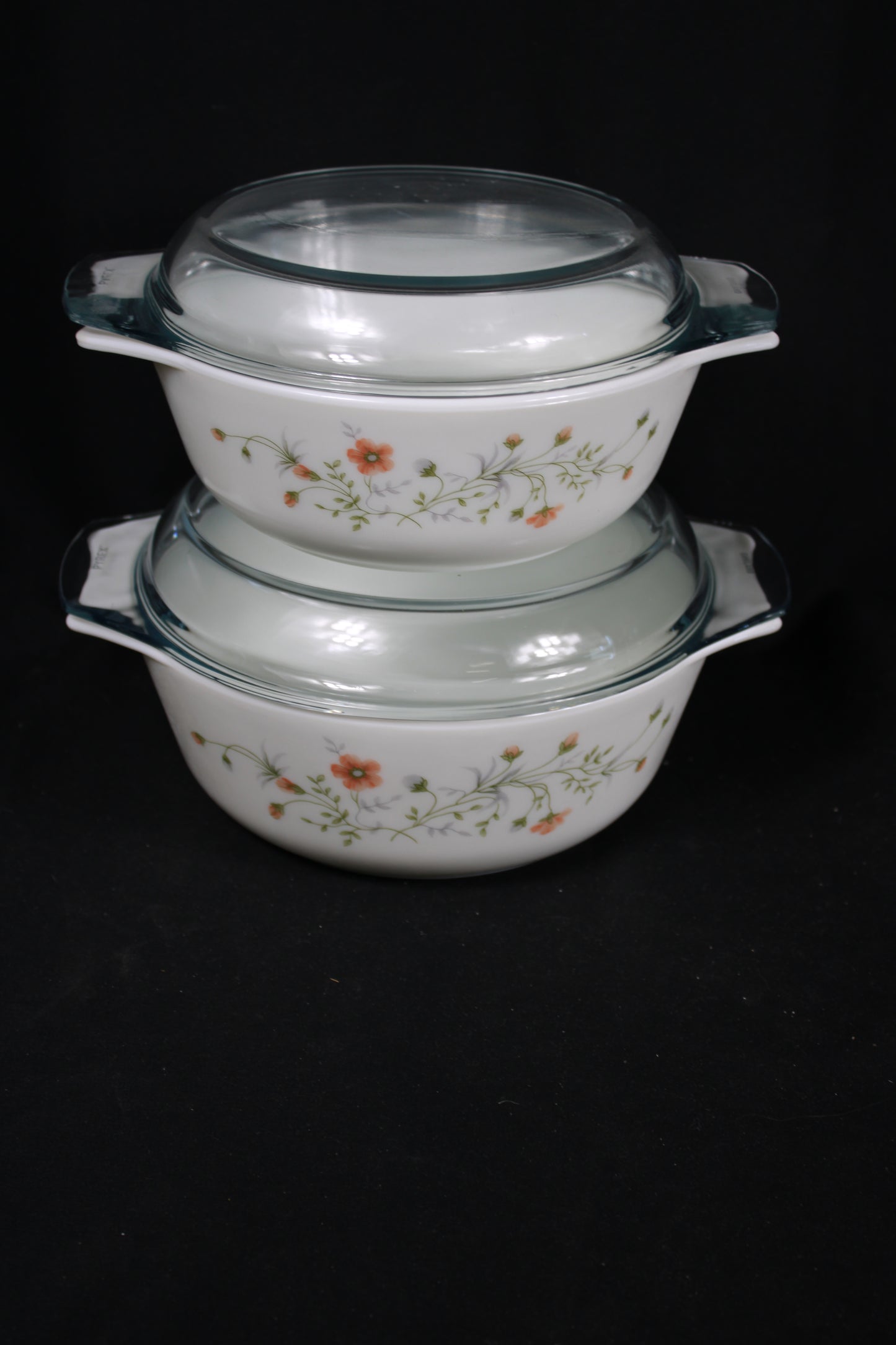 Vintage JAJ Pyrex England Wildflower Casserole Dishes - Set of 2 with Lids