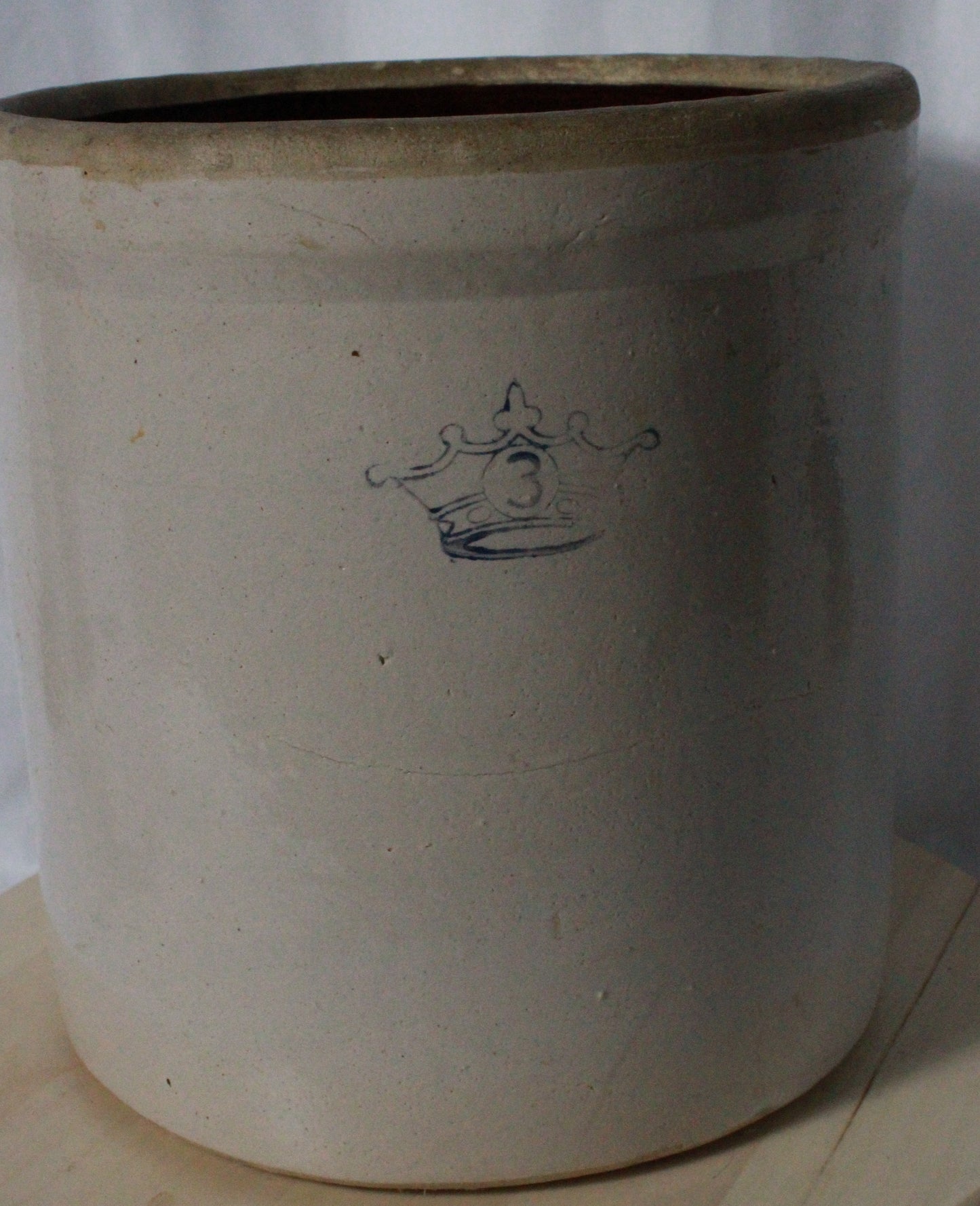 Antique American Stoneware Crock with Albany Slip Interior